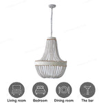 suspension lumineuse bois corde chanvre blanc gris rustique bohème 3luxe