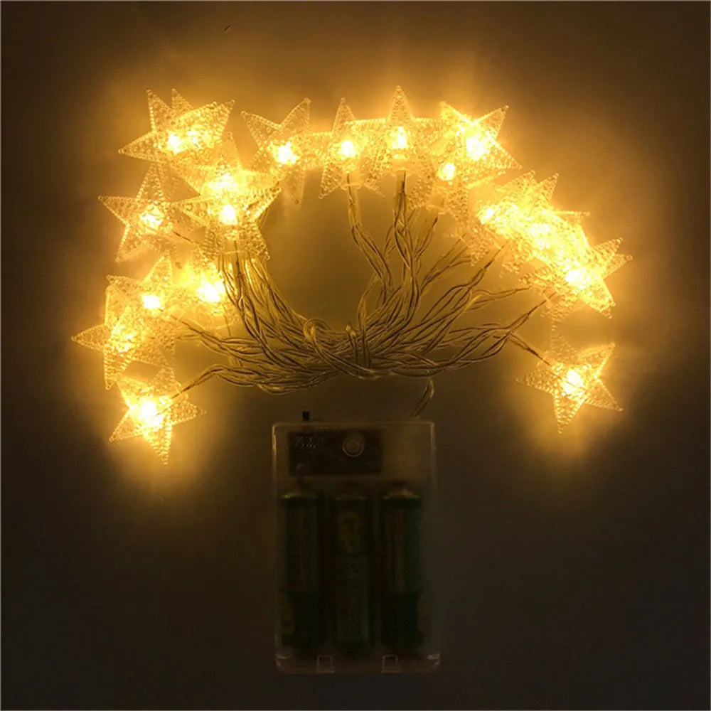 guirlande lumineuse étoiles blanc doré LED USB batterie AA extérieure Noël décoration festive mariage