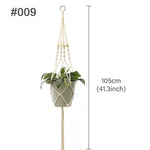 plante suspendue macramé décoratives boho artisanale pot fleur blanc anneaux métalliques decoration murale cour