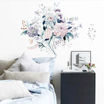 sticker mural aquarelle fleurs plantes moderne salon chambre décoration intérieure opaque