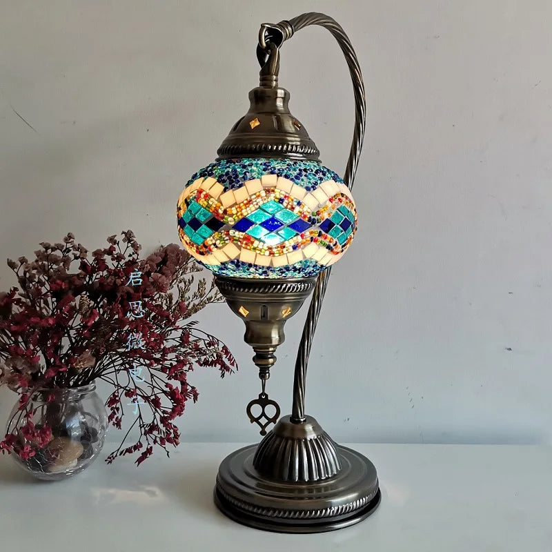 Lampe de chevet mosaïque turque grise