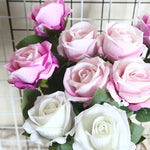 bouquet artificiel roses violet blanc decoration maison mariage anniversaire intérieur classique