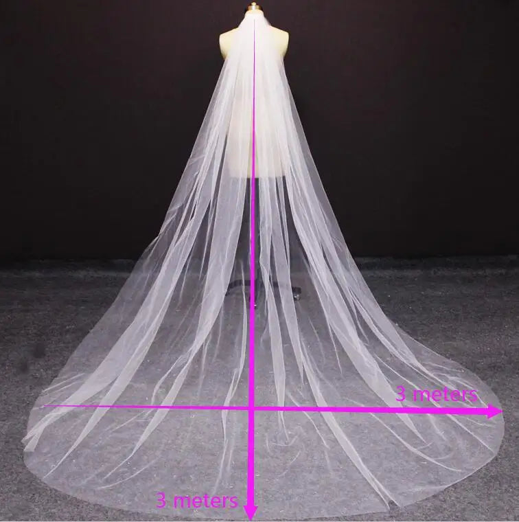 voile mariée blanc transparent classique 3m peigne simple monocouche finement tissé