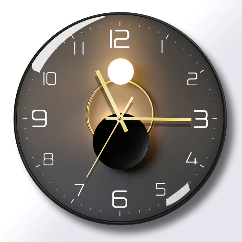horloge murale moderne abstraite noir doré salon chambre coucher 12 14 16 pouces