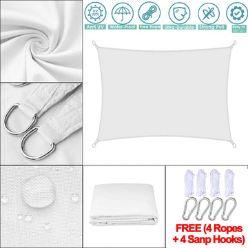 voile d'ombrage rectangulaire 4x5m protection solaire piscine extérieur tissu oxford étanche uv gris