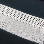 ruban macramé boho chic blanc crème motif géométrique franges décoration artisanale