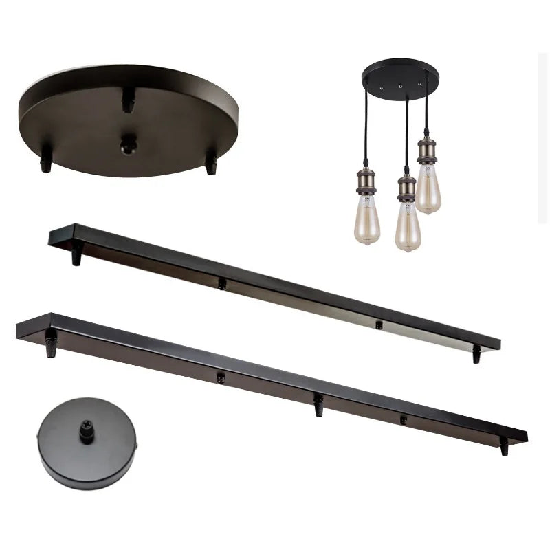 suspension lampe système noir blanc moderne disque barre fixations 30cm aménagement intérieur