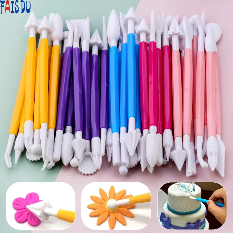 outils pâte modeler kit décorateur gâteau motifs modernes pointe dentelle bleu rose violet