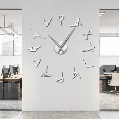 Horloge murale géante DIY en acrylique miroir argent pour salon moderne