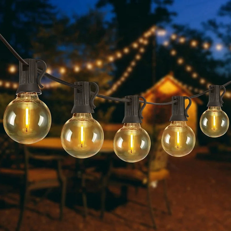 guirlande solaire led imperméable 10m 20ampoules ambrées patio extérieur télécommande étanche