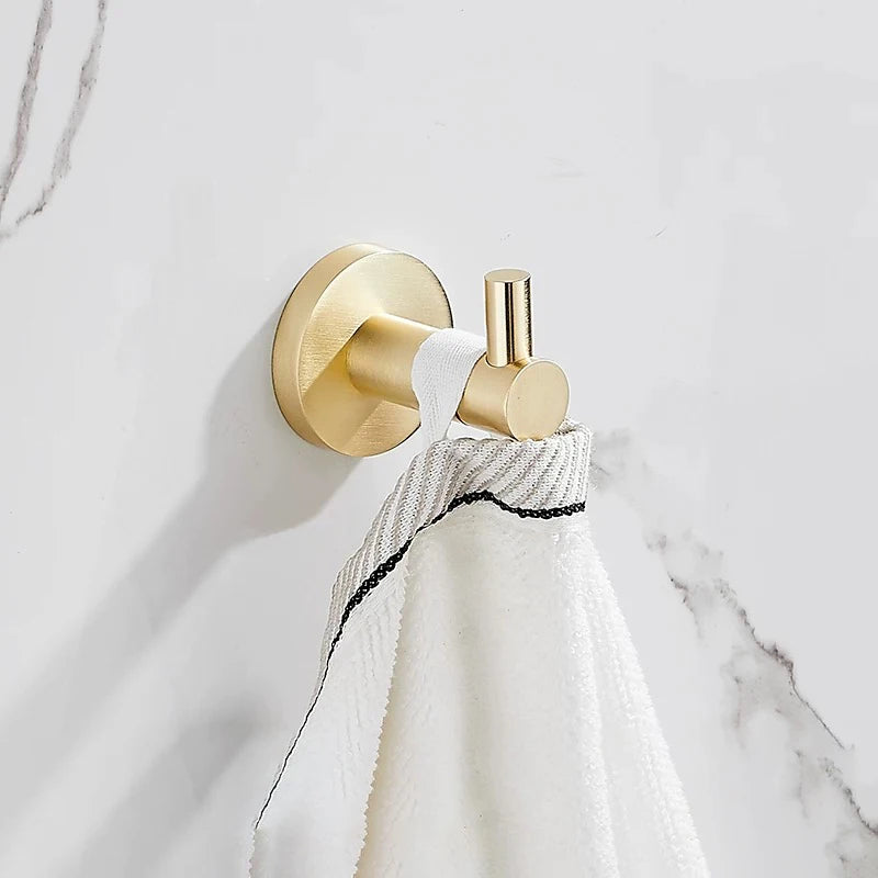 porte serviettes mural doré lisse moderne ensemble quincaillerie bain fixations serviettes blancs