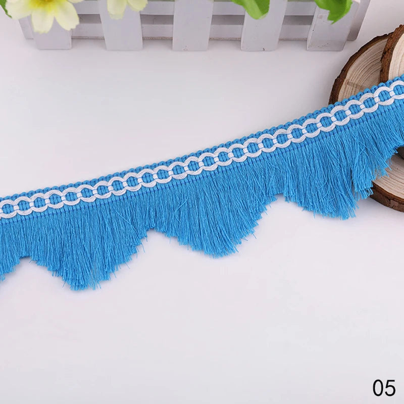 ruban frisé franges bleu clair rose noir marron décoratif 5cm artisanal diy decoration