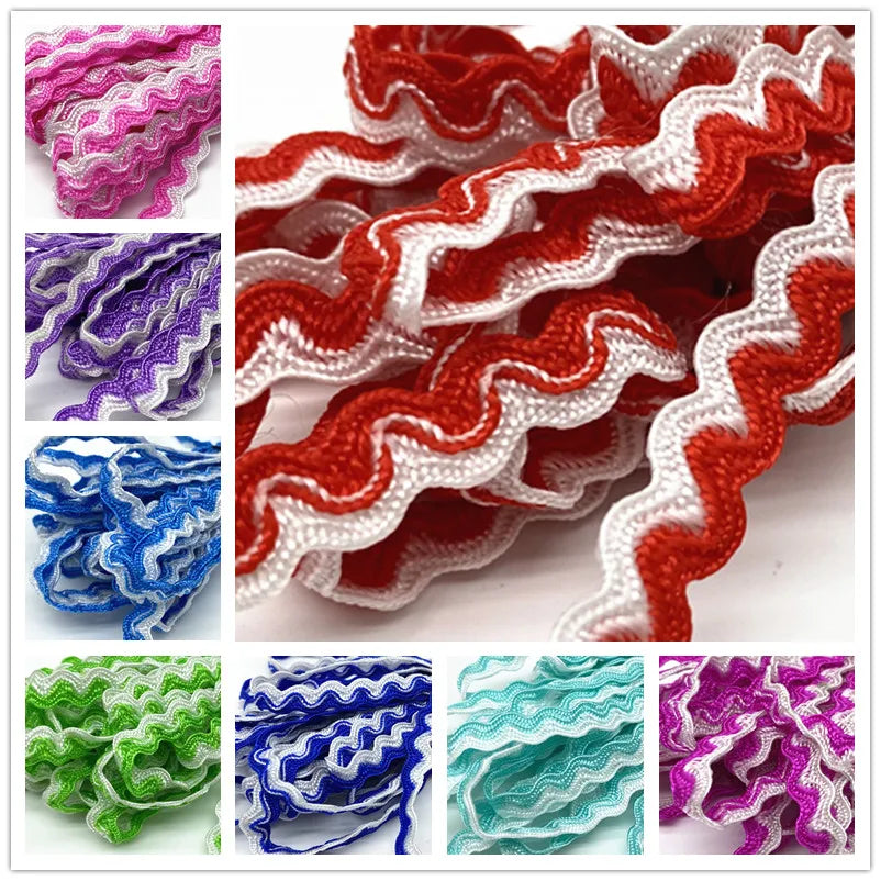 ruban franges rayures ondulées 100% polyester rouge vert bleu violet yards texturé bricolage couture