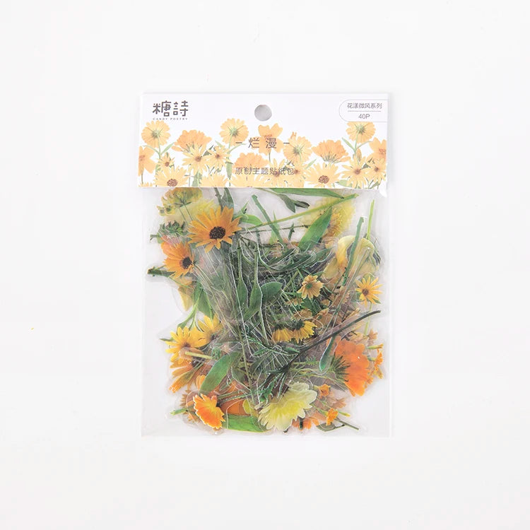 autocollants fleurs séchées diverses couleurs naturelles artisanal scrapbooking matériel décoration 40 pièces