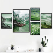 tableaux decoratifs paysages naturels vert blanc moderne minimaliste canvas hautequalite