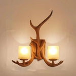 applique murale rustique blanc marron antilope branches naturelle ampoules led chambre salon