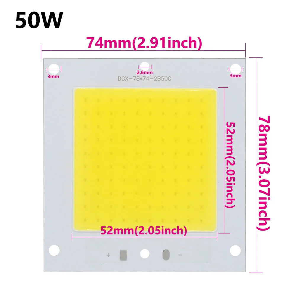 projecteur led cob 50w blanc froid lumiere industrielle haute puissance 78x74mm