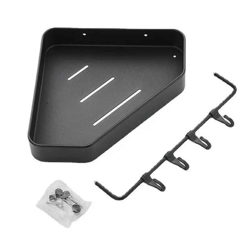étagère d'angle aluminium noir mat salle bain moderne étagère gris mat salle douche clips