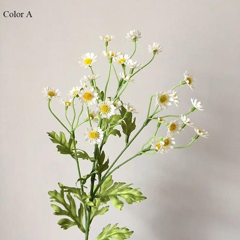 bouquet artificiel marguerites fleurs naturelles intérieur décoration mariage anniversaire blanc jaune