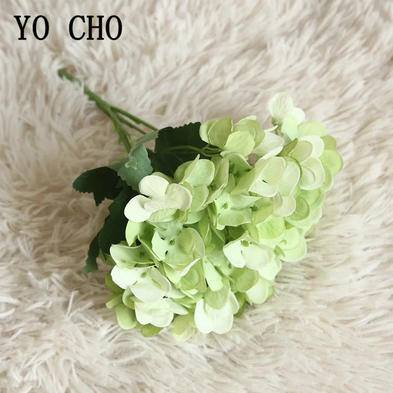 bouquet fleurs artificielles hortensia soie bleu décoration mariage maison intérieur moderne