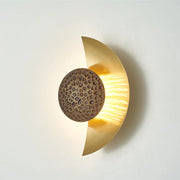 applique murale moderne or texture hexagonale demi cercle translucide chambre salon