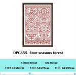 broderie kit toile coton rouge bleu gris motifs géométriques floral 11ct 14ct 18ct fil