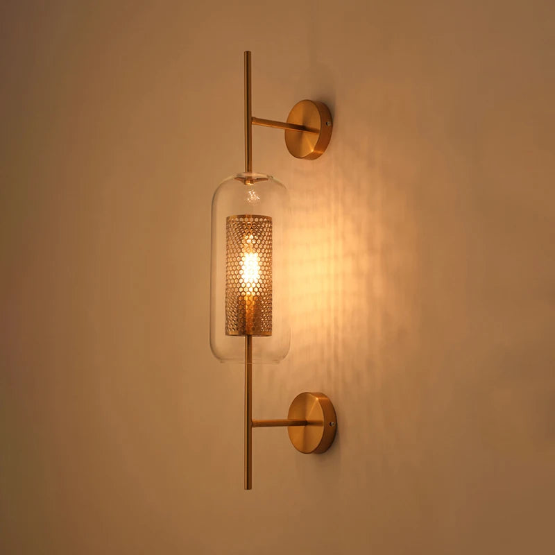 lampe murale nordique or perforée transparente éclairage chambre salon entrée moderne fixée