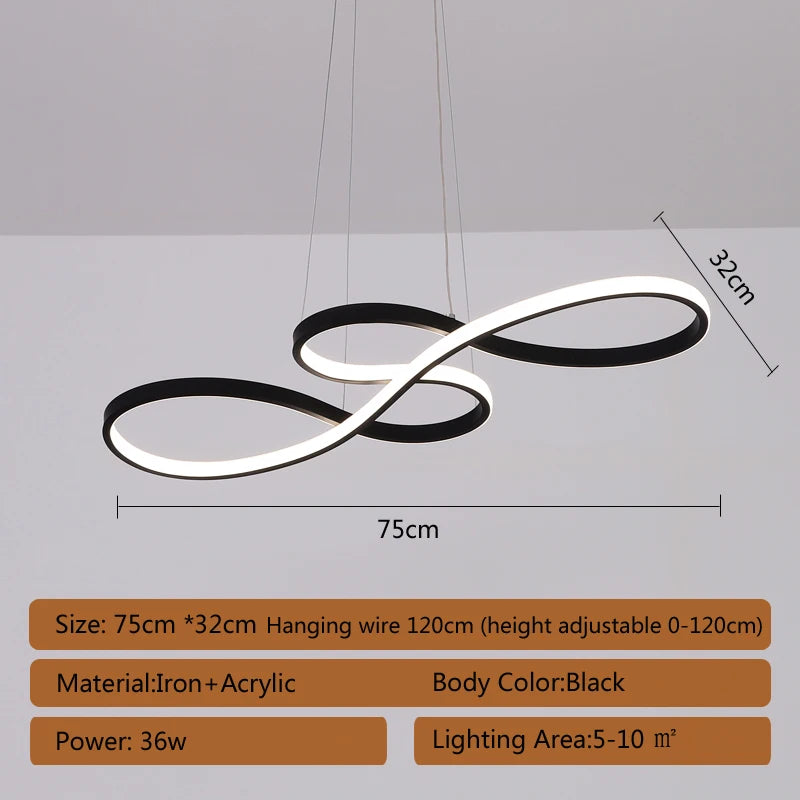 suspension lumineuse moderne infini noir blanc or 75cm 249lm led dimmable