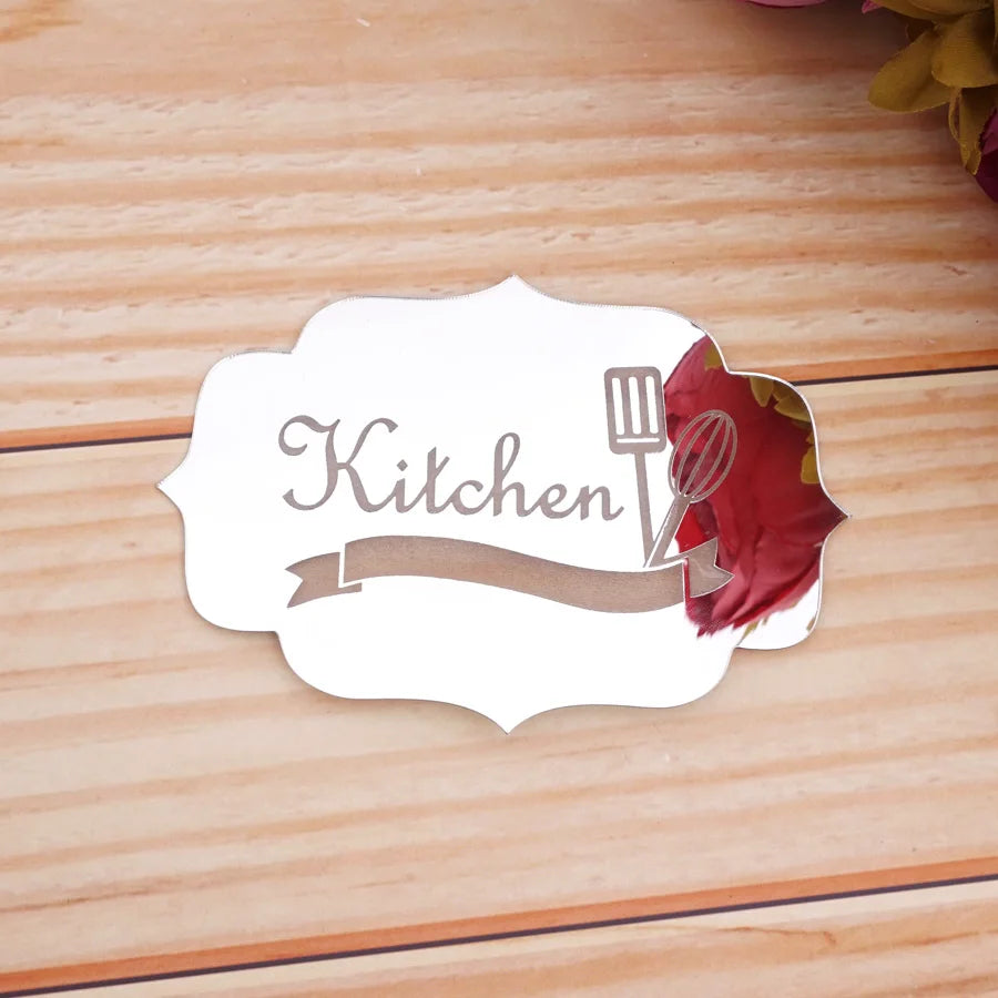 plaque décorative kitchen lettrage cuillère fouet adhésif blanc classique ornement 14x10cm 20x15cm