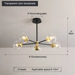 suspension lumineuse moderne boules sphériques translucides noir doré led echangement facile