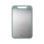 planches découper acier inoxydable moderne 22cm 35cm poignées intégrées vert clair gris métallisé
