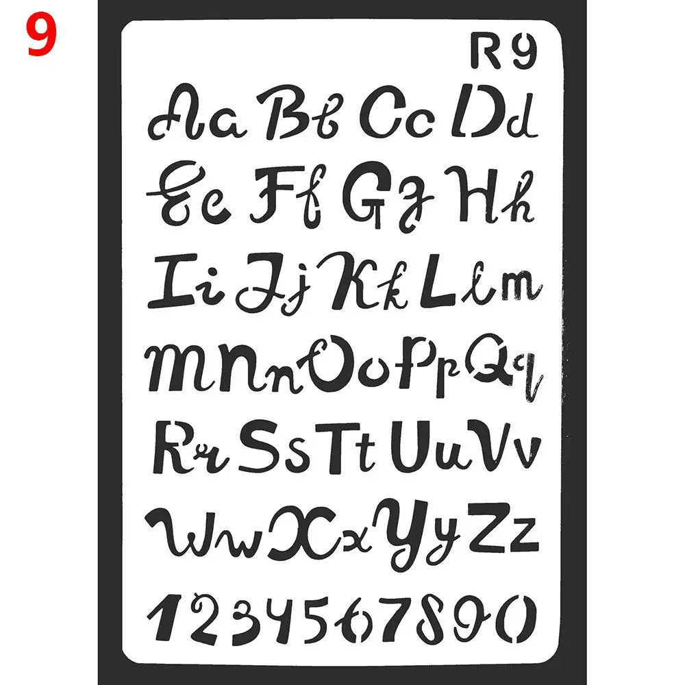 gabarits lettres gothiques adhésifs peinture murale stencil alphabet wall painting embossing opaque deco album