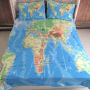 housse couette 3d carte monde bleu vert orange taies oreiller fermeture eclair ensemble literie