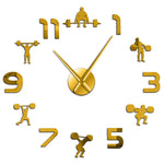 Horloge murale sportive DIY chiffres détachables personnes haltères moderne argentée