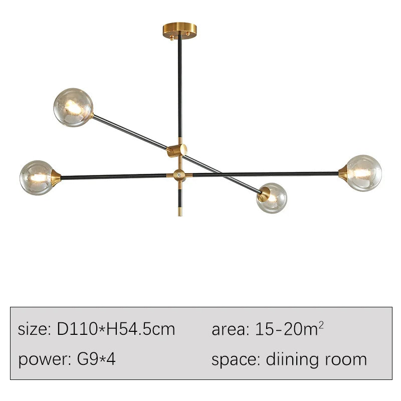 suspension lumineuse moderne noir doré sphères translucides led géométrique scandinave