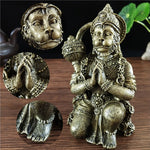 statue hanuman dieu singe bronze details sculptés decoration religieuse traditionnelle hindoue massue ornée