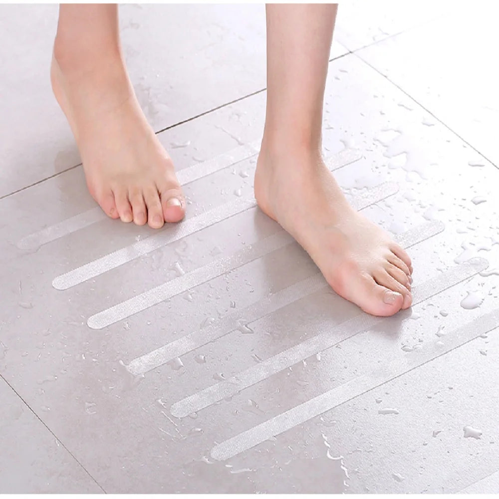 tapis sécurité lumineux vert fluo rayures horizontales adhésif moderne salle bain cuisine douche escalier