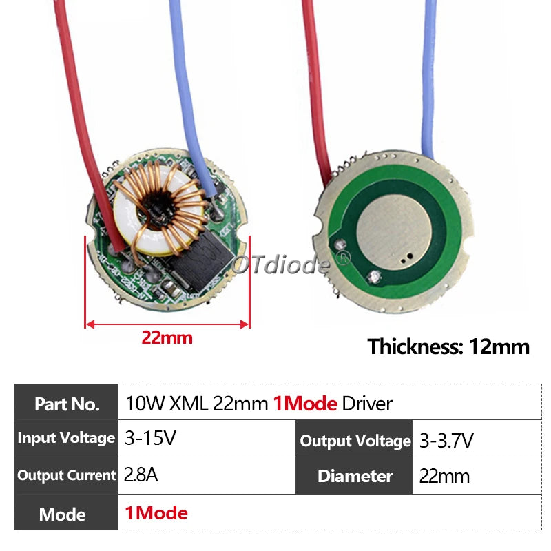circuit intégré led 3w 5w 10w vert bleu noir 17mm 20mm 22mm 1mode 5modes