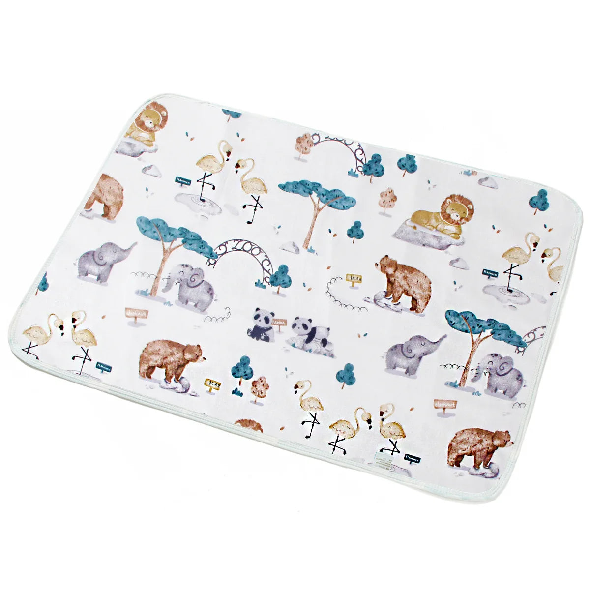 tapis imperméable bébé étoiles nuages animaux moderne turquoise gris blanc