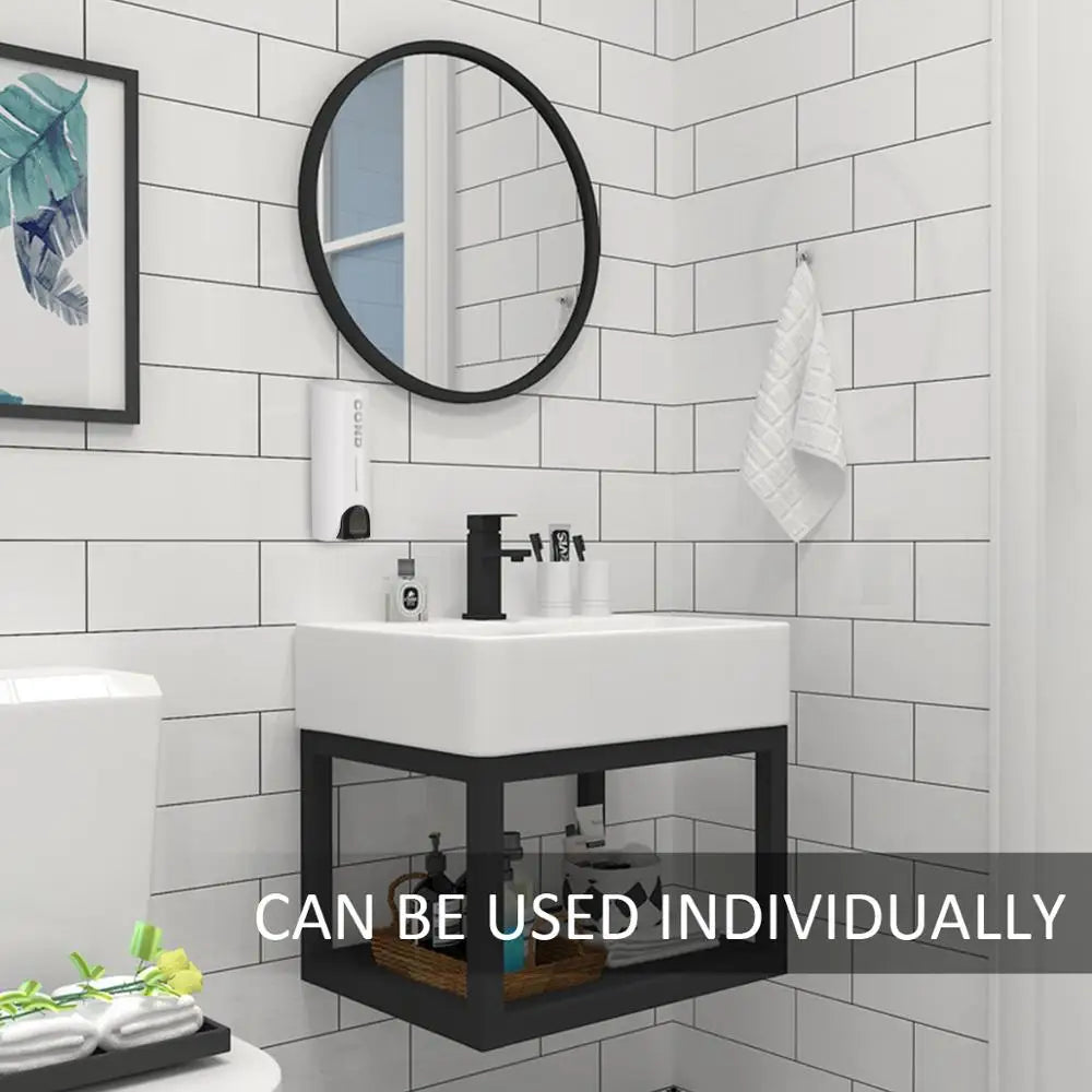 distributeur savon liquide blanc noir moderne minimaliste rétro simple 350ml ABS adhésif salle bains