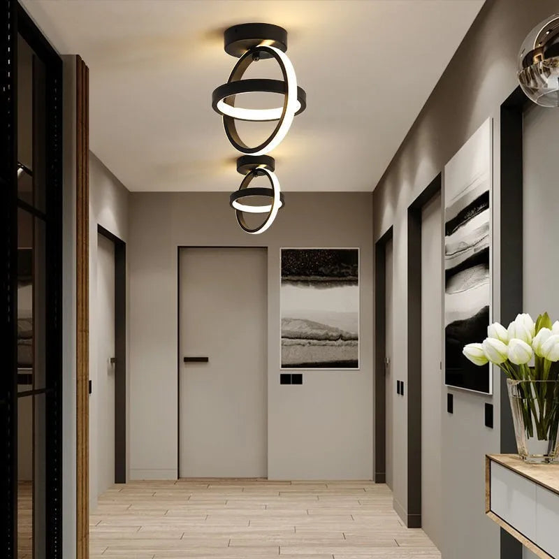 plafonnier moderne led acrylique blanc noir geometrique salle manger chambre cuisine entree