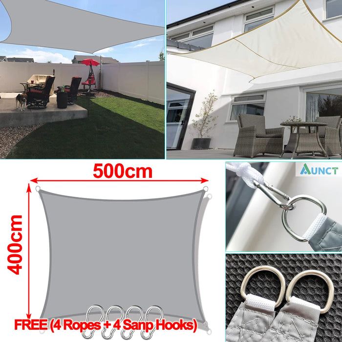 Voile d'ombrage rectangulaire Oxford 420D installée sur une terrasse