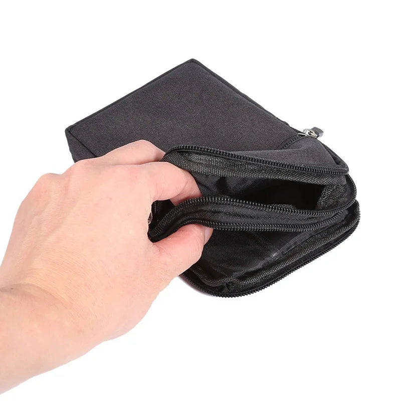pochette taille homme toile bleu gris noir pratique moderne carabine zips poignée porte clés