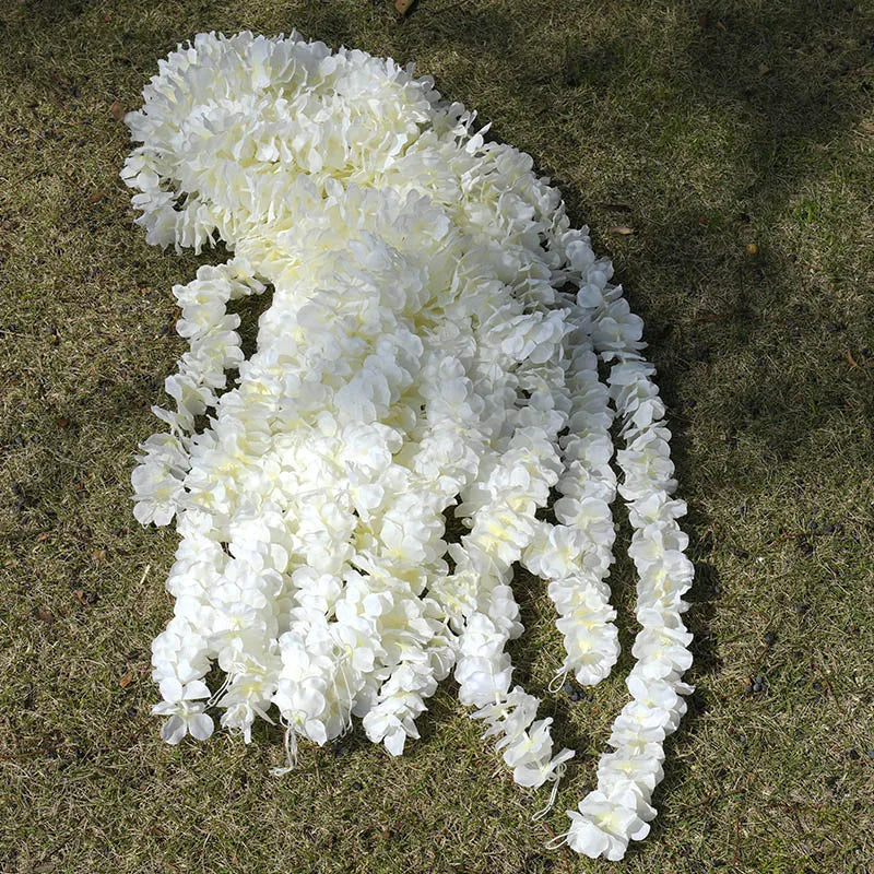 guirlande fleurs artificielles soie mariage extérieur blanc rose violet vert festive