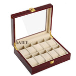boîte montres rouge foncé bois velours classique cadenas doré places montres