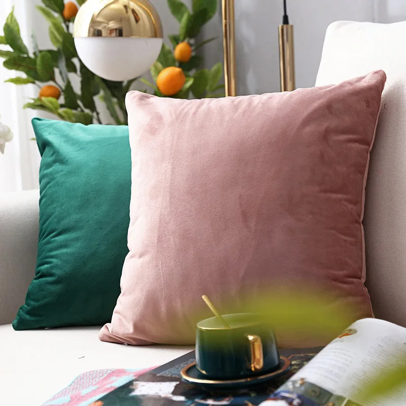 housses coussins velours modernes 40x40cm bleu vert rose gris décor salon voiture