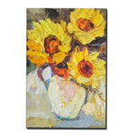 tableau abstrait peinture l'huile tournesol fleur moderne impressionniste toile sans cadre vertical salonDecoration Jaune