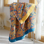 serviette bain coton absorbante rapide douce fleur bleu moderne grande enveloppante maison