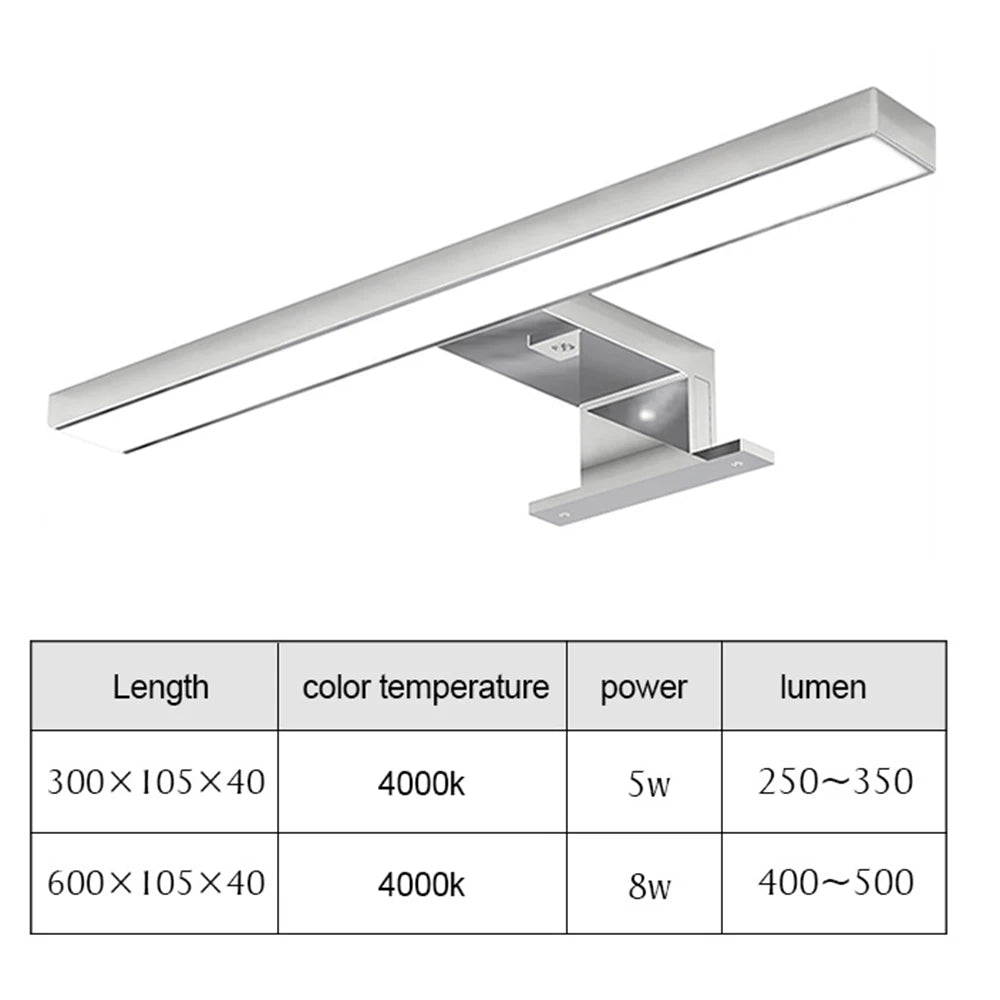 lampe murale led moderne miroir argenté minimaliste ip44 salle bain chambre coucher