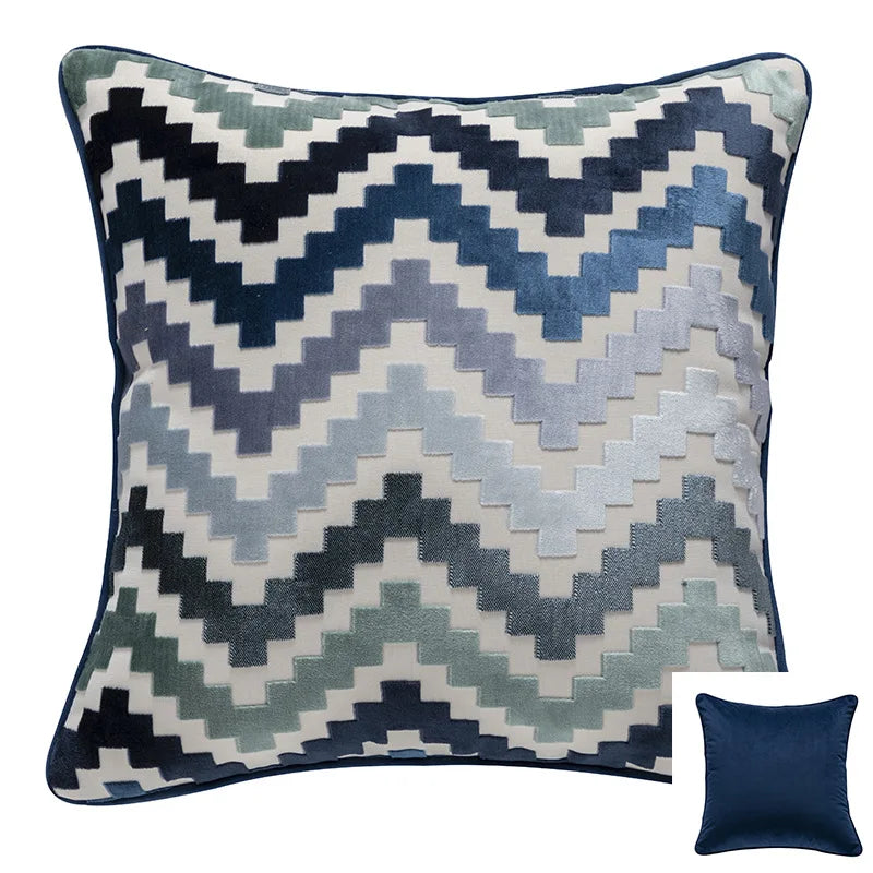 housse coussin polyester zigzag gris moderne décoration maison lit voiture 45x45cm 30x50cm 50x50cm